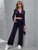 Fifth Avenue Womens Velvet Jacket and Jogger Pants Co- Ord Set FAVELC3 - Purple
