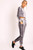 Fifth Avenue Womens Velvet Striped Hoodie and Jogger Pants Co- Ord Set FAVELC5 - Silver