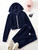 Fifth Avenue Womens Zip Up Velvet Hoodie and Pants Co-Ord Set FAVELC13 - Blue