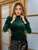 Fifth Avenue Womens Gigot Sleeve Detail Velvet Stitched Western Top - FAWWT23