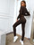 Fifth Avenue Womens Zip Up Velvet Jacket and Pants Co-Ord Set FAVELC17 - Brown