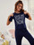 Fifth Avenue Women's WSNS38 Printed T-Shirt and Pants Set