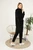 Fifth Avenue Womens Long Zip Velvet Hoodie and Pants Co-Ord Set FAVELC19 - Black