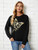 Fifth Avenue DIFT337 Butterfly Glitter Printed Sweatshirt - Black