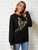 Fifth Avenue DIFT337 Butterfly Glitter Printed Sweatshirt - Black