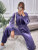Fifth Avenue Womens Velvet Jacket and Pants Co-Ord Set FAVELC23 - Purple