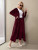 Fifth Avenue Women's Velvet Coat and Pants Co-Ord Set FAVELC24 - Maroon