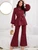 Fifth Avenue Women's Georgette High Neck Top and Pants Set - FAWGTPS7
