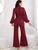 Fifth Avenue Women's Georgette High Neck Top and Pants Set - FAWGTPS7