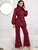 Fifth Avenue Women's Georgette High Neck Top and Pants Set - FAWGTPS7