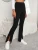 Fifth Avenue Women's Elastic Waist Flare Detail Front Slit Pants FAWLP15