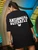 Fifth Avenue DIFT459 Oversized Anti Social Butterfly Printed T-Shirt - Black