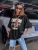 Fifth Avenue DIFT469 Oversized Chicago Printed T-Shirt - Black