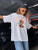 Fifth Avenue DIFT469 Oversized Chicago Printed T-Shirt - White
