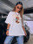 Fifth Avenue DIFT469 Oversized Chicago Printed T-Shirt - White