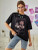 Fifth Avenue DIFT546 Floral Printed T-Shirt - Black