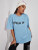Fifth Avenue DIFT551 Over It Printed Oversized T-Shirt - Light Blue
