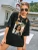 Fifth Avenue DIFT563 Figure Printed Oversized T-Shirt - Black