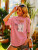 Fifth Avenue DIFT564 Figure Printed Oversized T-Shirt - Pink