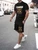 Mens Summer Printed Co Ord Set by Fifth Avenue MSFACSS17 - Black Black