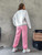 Fifth Avenue WTPS31 Print Oversized Detail Sweatshirt and Jogger Pants Set