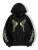 Fifth Avenue DIFT740 Butterlfy Print Zip Hoodie - Black + Cream
