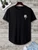 Fifth Avenue Floral Pocket Printed MIFT350 AOKI Dip Hem T-Shirt - Black
