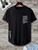Fifth Avenue Text Printed MIFT351 AOKI Dip Hem T-Shirt - Black