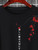 Fifth Avenue Floral Text Printed MIFT362 AOKI Dip Hem T-Shirt - Black