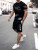 Mens Summer Printed Co Ord Set by Fifth Avenue MSFACSS40 - Black