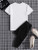 Mens Summer Printed Jogger Pants Co Ord Set by Fifth Avenue MSFACSS52 - White Black