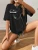 Fifth Avenue DIFT816 Figure Print Printed Oversized T-Shirt - Black