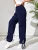 Fifth Avenue Women's Elastic Waist Pocket Detail Wide Leg Pants FAWLP115