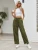 Fifth Avenue Women's Elastic Waist Pocket Detail Wide Leg Pants FAWLP117
