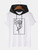 Fifth Avenue Floral Text Print MIFT449 Hooded ROKA T-Shirt - White Black