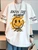 Nine Zero Dragon Smile Emoji Printed NZMT4 T-Shirt - White