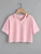 Fifth Avenue Women's ZEBB Slit V Neck Crop Top - Pink