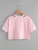 Fifth Avenue Women's ZEBB Slit V Neck Crop Top - Pink