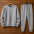 Fifth Avenue Mens Classic Sweatshirt and Jogger Pants Plain Co Ord Set - Grey
