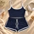 Fifth Avenue Women's WSNS206 T-Shirts and Shorts Set - Navy Blue