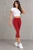 Fifth Avenue Womens Basic Contrast Piping Crop Cotton Leggings - Red