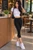Fifth Avenue Womens Basic Contrast Piping Crop Cotton Leggings - Black