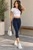 Fifth Avenue Womens Basic Contrast Piping Crop Cotton Leggings - Navy Blue
