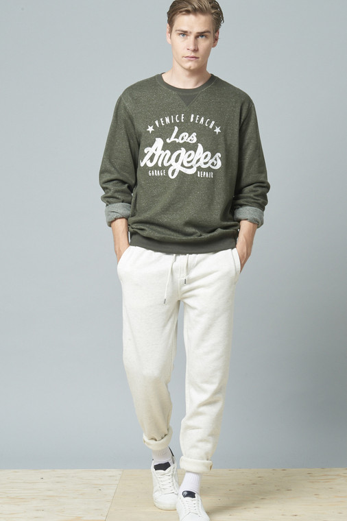 Los Angeles Melange Sweatshirt by Fifth Avenue - Military Green