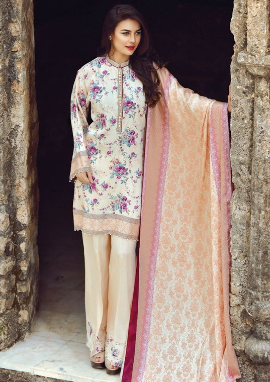Alkaram Lingering Allure 3 Piece Cottel Linen Collection - 23-PEACH