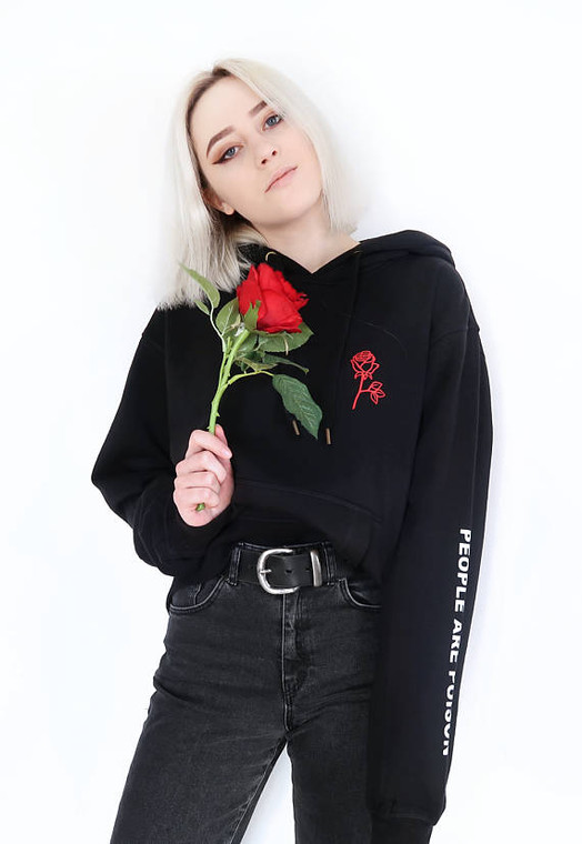 Fifth Avenue People Are Poison Sleeve Print Hoodie - Black