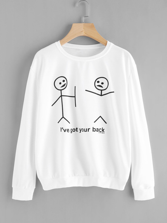 Fifth Avenue I've Got Your Back Printed Sweatshirt - White