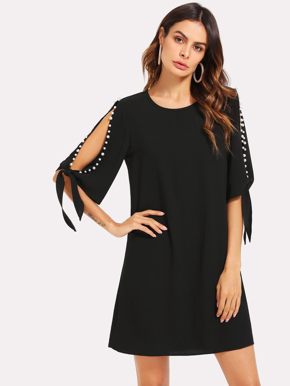 Fifth Avenue Women's ZELU Pearl Embellished Dress - Black