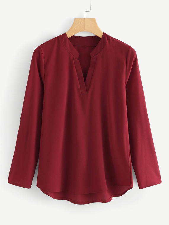 Fifth Avenue Women's JINZ V-Neck Placket - Maroon