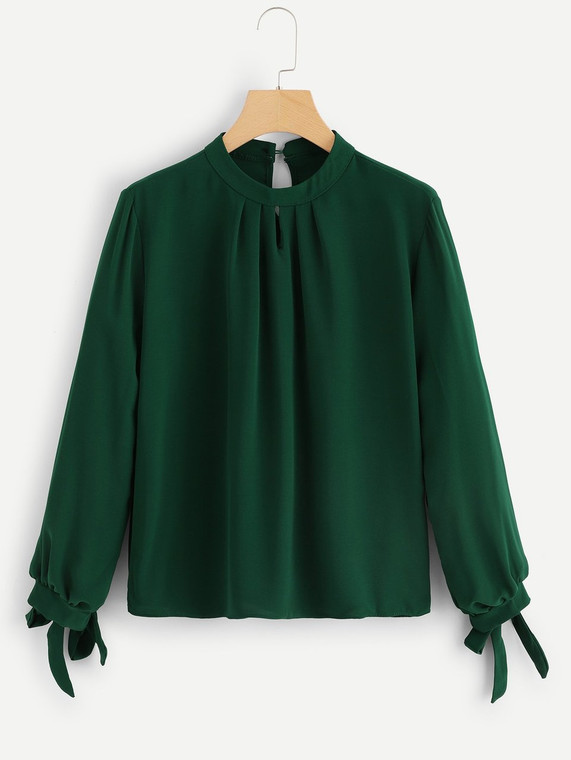 Fifth Avenue Women's JANZ Front Slit Pleated Top - Green
